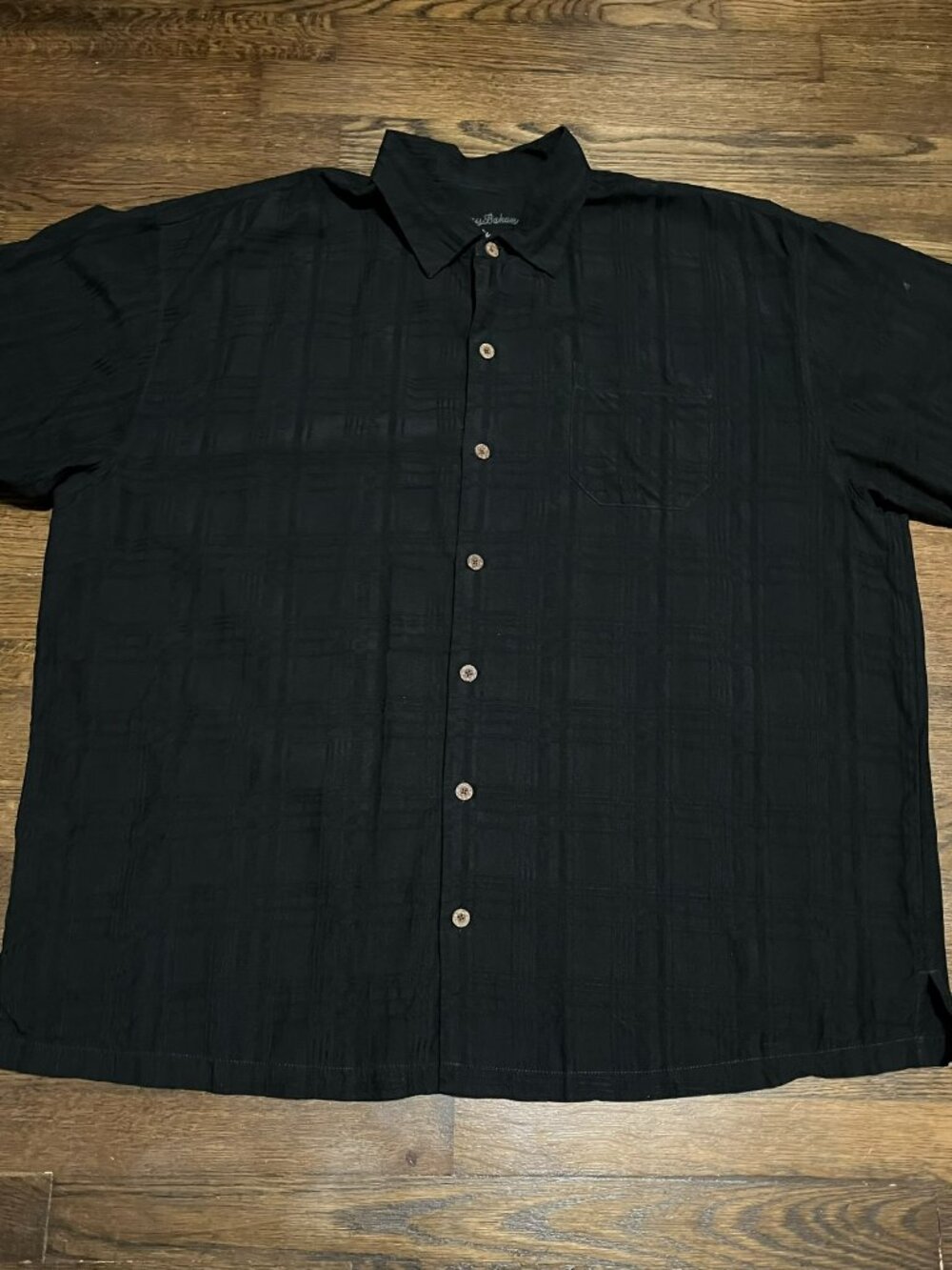 Tommy Bahama Shirt Men Size 2XL Black Silk Button Down
